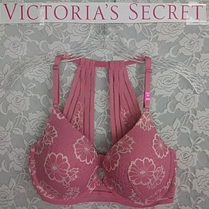 Pink Victoria's Secret Lace Lightly Lined Bra 32DD